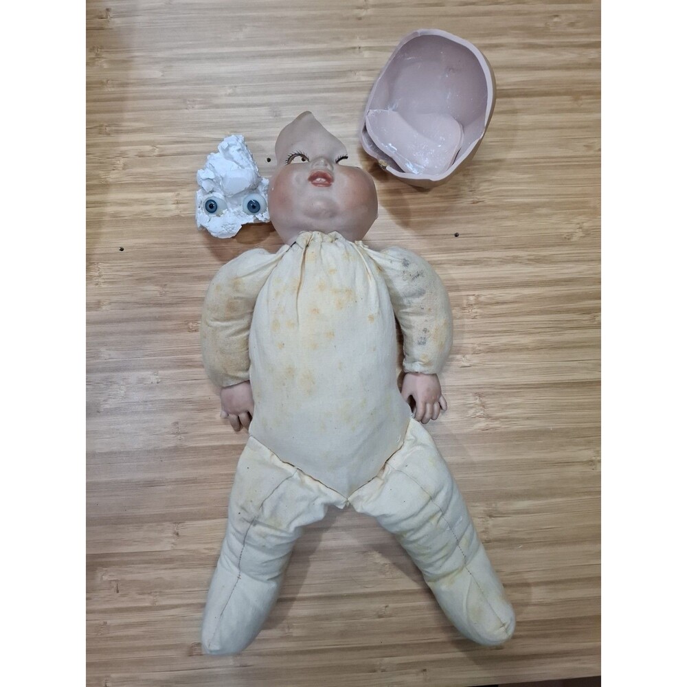 Antique Armand Marseille Germany Doll PARTS REPAIR, Broken Bisque Head, Sleep...